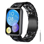 Cinturino per orologio in resina con chiusura a farfalla e tre perline, completo di strumento per la rimozione., For Huawei Watch Fit 2