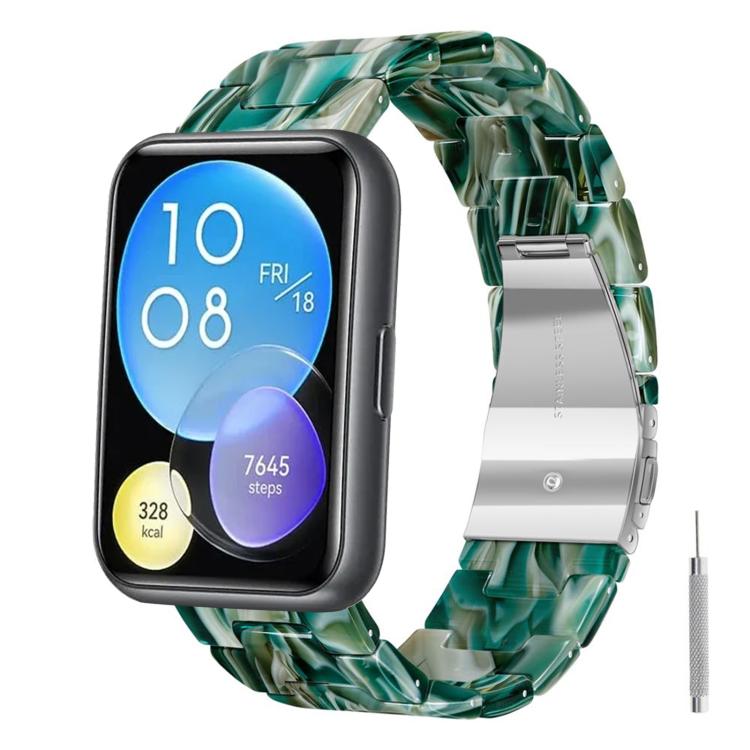 Cinturino per orologio in resina con chiusura a farfalla e tre perline, completo di strumento per la rimozione., For Huawei Watch Fit 2