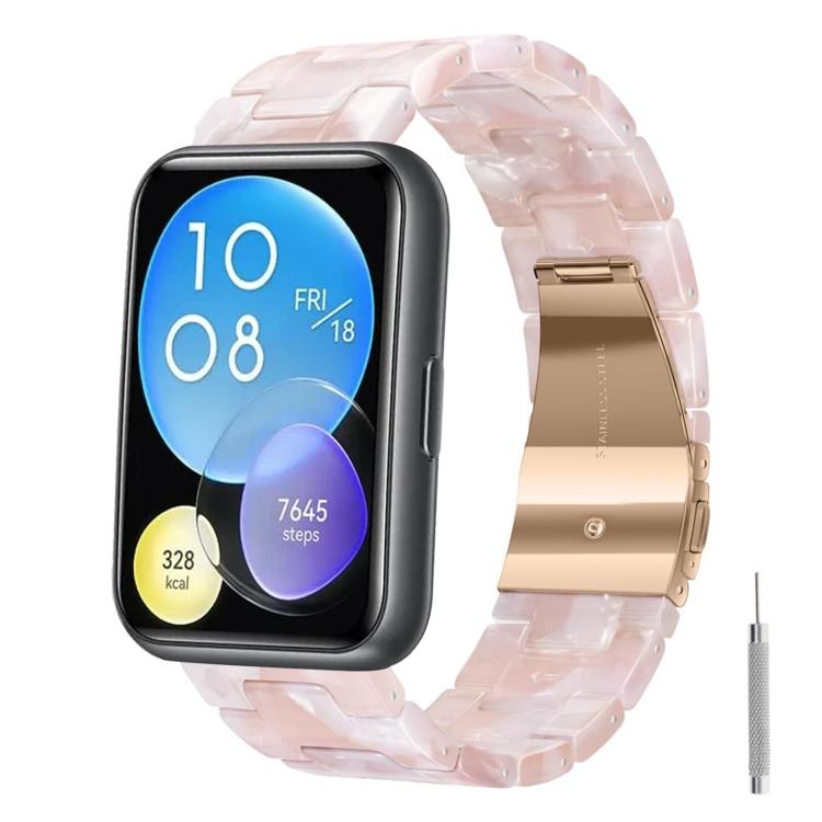Cinturino per orologio in resina con chiusura a farfalla e tre perline, completo di strumento per la rimozione., For Huawei Watch Fit