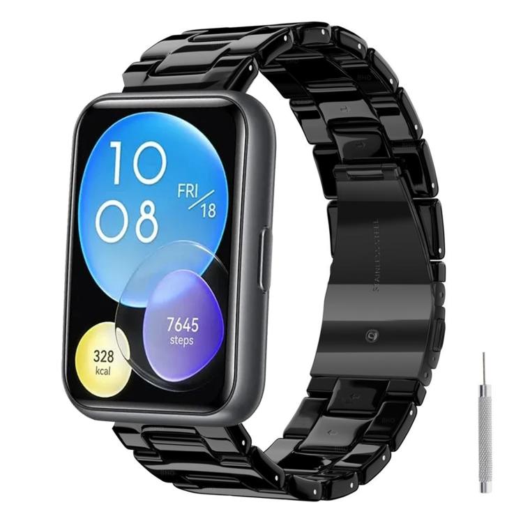 Cinturino per orologio in resina con chiusura a farfalla e tre perline, completo di strumento per la rimozione., For Huawei Watch Fit