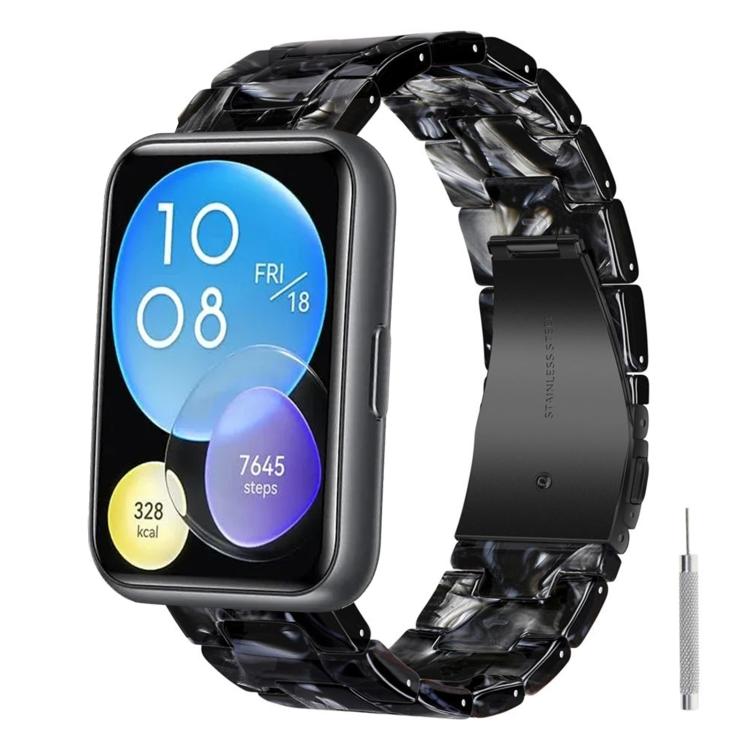 Cinturino per orologio in resina con chiusura a farfalla e tre perline, completo di strumento per la rimozione., For Huawei Watch Fit