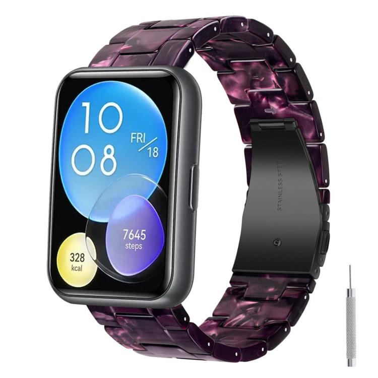 Cinturino per orologio in resina con chiusura a farfalla e tre perline, completo di strumento per la rimozione., For Huawei Watch Fit