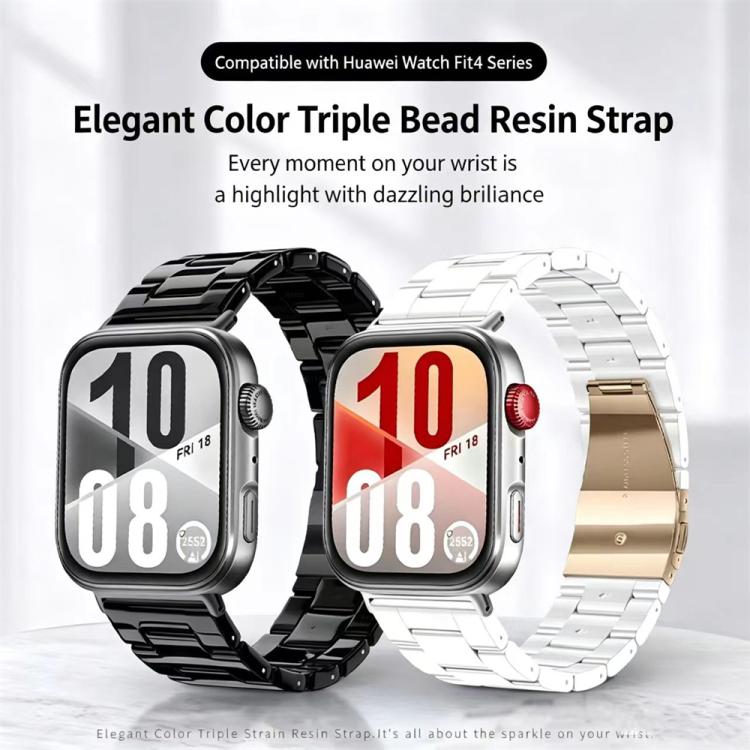 Cinturino per orologio in resina con chiusura a farfalla e tre perline, completo di strumento per la rimozione., For Huawei Watch Fit 2