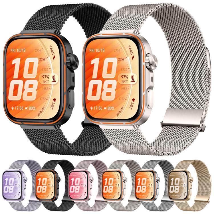 Cinturino per orologio in acciaio inossidabile milanese a due sezioni con doppia chiusura magnetica., For Huawei Watch Fit 5 / Fit 5 Pro / Fit 4