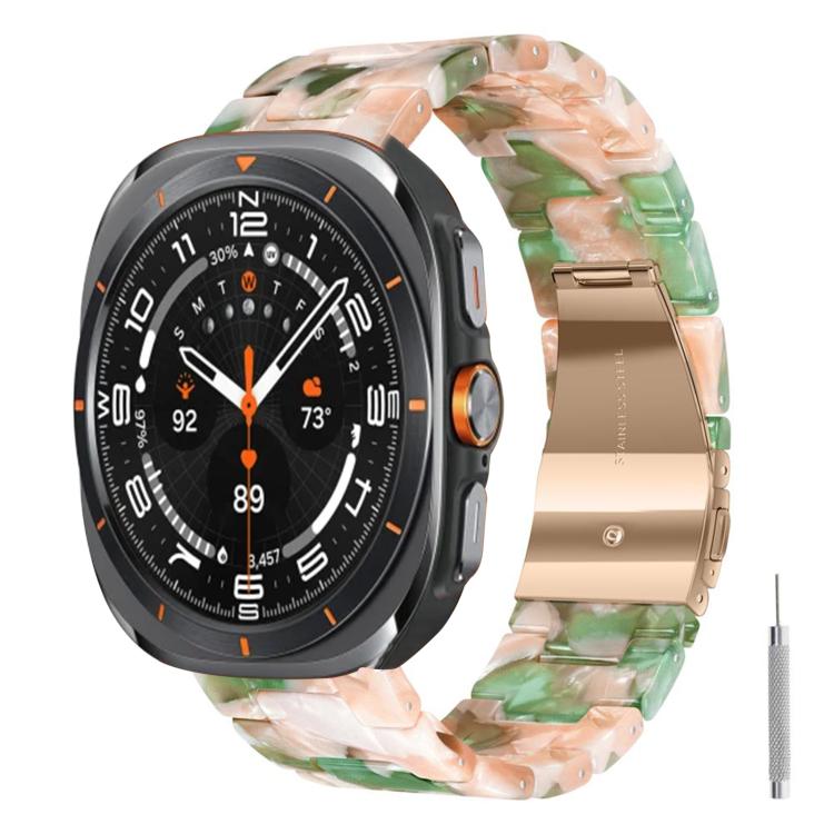 Cinturino per orologio in resina con chiusura a farfalla e tre perline, completo di strumento per la rimozione., For Galaxy Watch Ultra 47mm / Ultra 2025