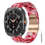 Cinturino per orologio in resina con chiusura a farfalla e tre perline, completo di strumento per la rimozione., For Galaxy Watch Ultra 47mm / Ultra 2025