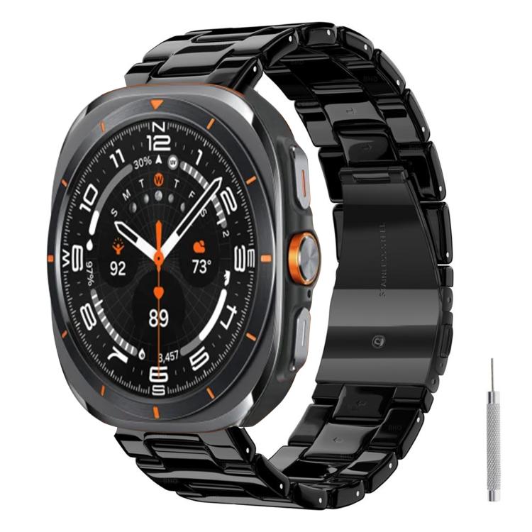 Cinturino per orologio in resina con chiusura a farfalla e tre perline, completo di strumento per la rimozione., For Galaxy Watch Ultra 47mm / Ultra 2025