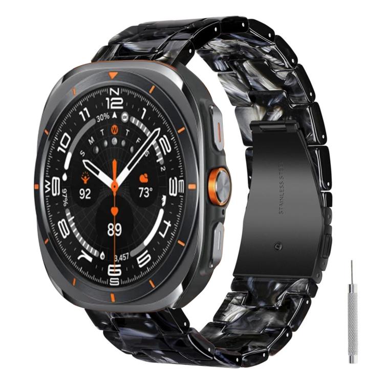 Cinturino per orologio in resina con chiusura a farfalla e tre perline, completo di strumento per la rimozione., For Galaxy Watch Ultra 47mm / Ultra 2025