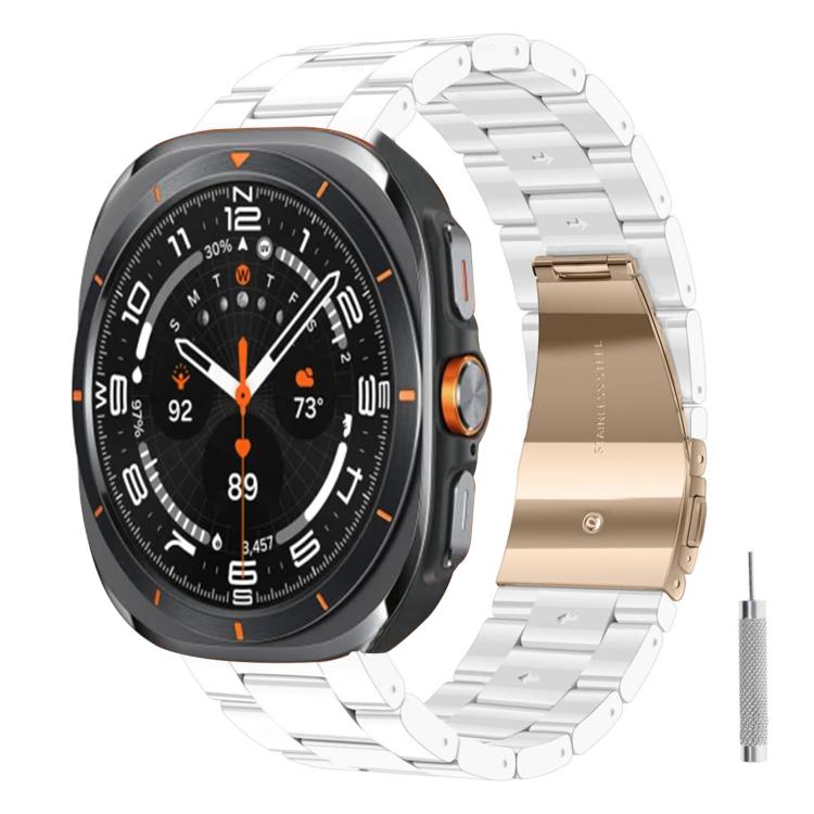 Cinturino per orologio in resina con chiusura a farfalla e tre perline, completo di strumento per la rimozione., For Galaxy Watch Ultra 47mm / Ultra 2025