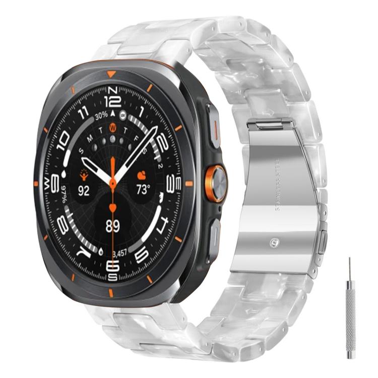 Cinturino per orologio in resina con chiusura a farfalla e tre perline, completo di strumento per la rimozione., For Galaxy Watch Ultra 47mm / Ultra 2025