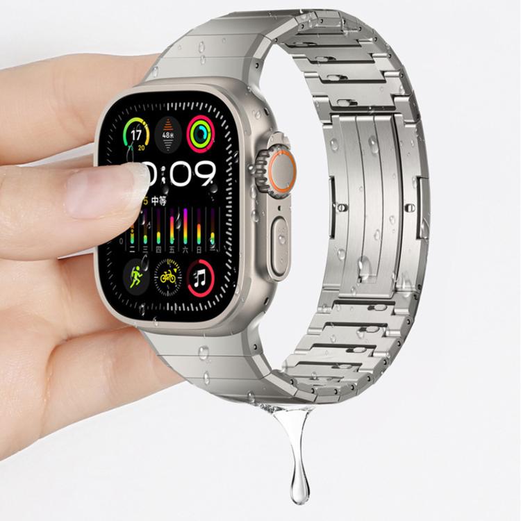 Cinturino per orologio in acciaio inossidabile con chiusura a farfalla e maglie regolabili, con una sola perlina., For Apple Watch 42 / 44 / 45 / 46 / 49mm