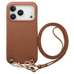 Custodia per telefono in PU con retro in pelle, fibbia in metallo e tracolla, texture litchi, con fibbia in metallo e texture a litchi., For iPhone 17e / 16e, For iPhone 17 Pro Max, For iPhone 17 Pro