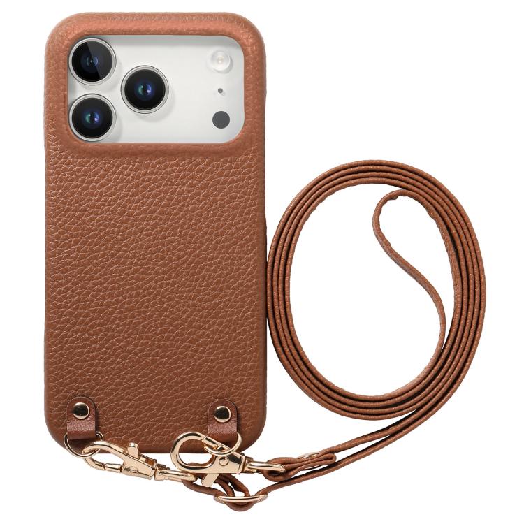 Custodia per telefono in PU con retro in pelle, fibbia in metallo e tracolla, texture litchi, con fibbia in metallo e texture a litchi., For iPhone 17e / 16e, For iPhone 17 Pro Max, For iPhone 17 Pro