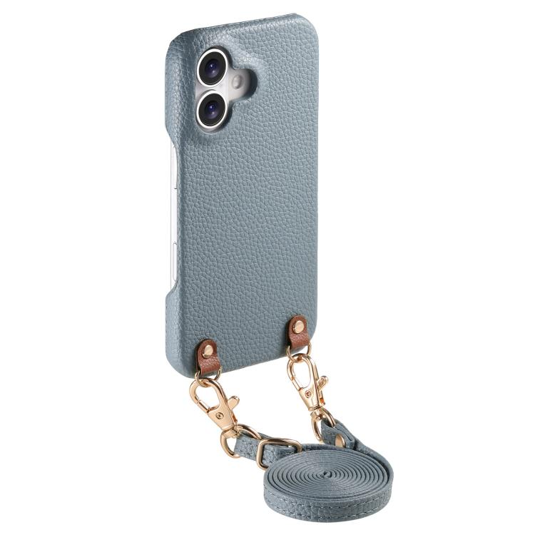 Custodia per telefono in PU con retro in pelle, fibbia in metallo e tracolla, texture litchi, con fibbia in metallo e texture a litchi., For iPhone 17, For iPhone 16 Pro Max, For iPhone 16 Pro