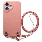 Custodia per telefono in PU con retro in pelle, fibbia in metallo e tracolla, texture litchi, con fibbia in metallo e texture a litchi., For iPhone 17, For iPhone 16 Pro Max, For iPhone 16 Pro