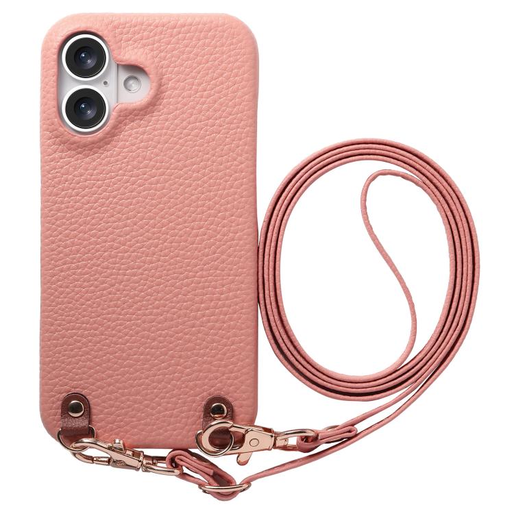 Custodia per telefono in PU con retro in pelle, fibbia in metallo e tracolla, texture litchi, con fibbia in metallo e texture a litchi., For iPhone 17, For iPhone 16 Pro Max, For iPhone 16 Pro