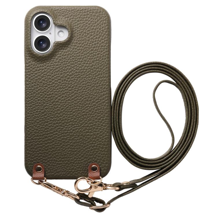 Custodia per telefono in PU con retro in pelle, fibbia in metallo e tracolla, texture litchi, con fibbia in metallo e texture a litchi., For iPhone 17, For iPhone 16 Pro Max, For iPhone 16 Pro