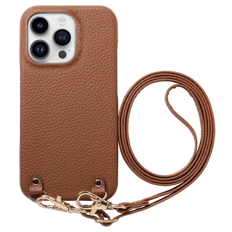 Custodia per telefono in PU con retro in pelle, fibbia in metallo e tracolla, texture litchi, con fibbia in metallo e texture a litchi., For iPhone 17, For iPhone 16 Pro Max, For iPhone 16 Pro