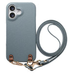 Custodia per telefono in PU con retro in pelle, fibbia in metallo e tracolla, texture litchi, con fibbia in metallo e texture a litchi., For iPhone 16 Plus, For iPhone 16, For iPhone 15 Pro Max