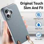 Custodia per telefono in PU con retro in pelle, fibbia in metallo e tracolla, texture litchi, con fibbia in metallo e texture a litchi., For iPhone 16 Plus, For iPhone 16, For iPhone 15 Pro Max