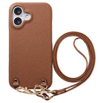 Custodia per telefono in PU con retro in pelle, fibbia in metallo e tracolla, texture litchi, con fibbia in metallo e texture a litchi., For iPhone 16 Plus, For iPhone 16, For iPhone 15 Pro Max