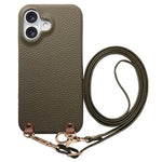 Custodia per telefono in PU con retro in pelle, fibbia in metallo e tracolla, texture litchi, con fibbia in metallo e texture a litchi., For iPhone 16 Plus, For iPhone 16, For iPhone 15 Pro Max