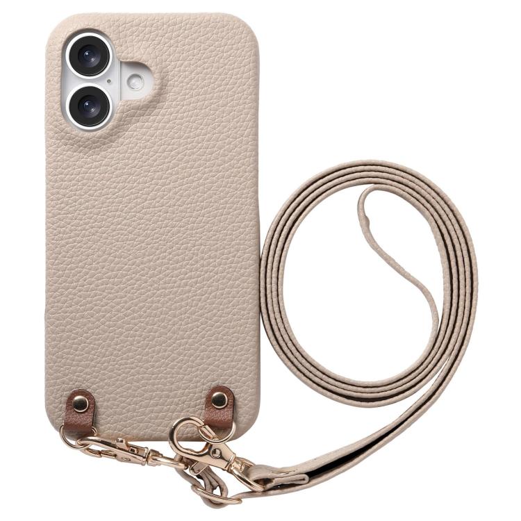 Custodia per telefono in PU con retro in pelle, fibbia in metallo e tracolla, texture litchi, con fibbia in metallo e texture a litchi., For iPhone 16 Plus, For iPhone 16, For iPhone 15 Pro Max
