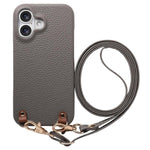 Custodia per telefono in PU con retro in pelle, fibbia in metallo e tracolla, texture litchi, con fibbia in metallo e texture a litchi., For iPhone 16 Plus, For iPhone 16, For iPhone 15 Pro Max