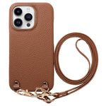 Custodia per telefono in PU con retro in pelle, fibbia in metallo e tracolla, texture litchi, con fibbia in metallo e texture a litchi., For iPhone 15 Pro, For iPhone 15 Plus, For iPhone 15