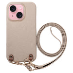 Custodia per telefono in PU con retro in pelle, fibbia in metallo e tracolla, texture litchi, con fibbia in metallo e texture a litchi., For iPhone 15 Pro, For iPhone 15 Plus, For iPhone 15