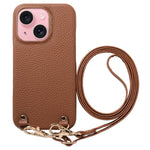 Custodia per telefono in PU con retro in pelle, fibbia in metallo e tracolla, texture litchi, con fibbia in metallo e texture a litchi., For iPhone 15 Pro, For iPhone 15 Plus, For iPhone 15