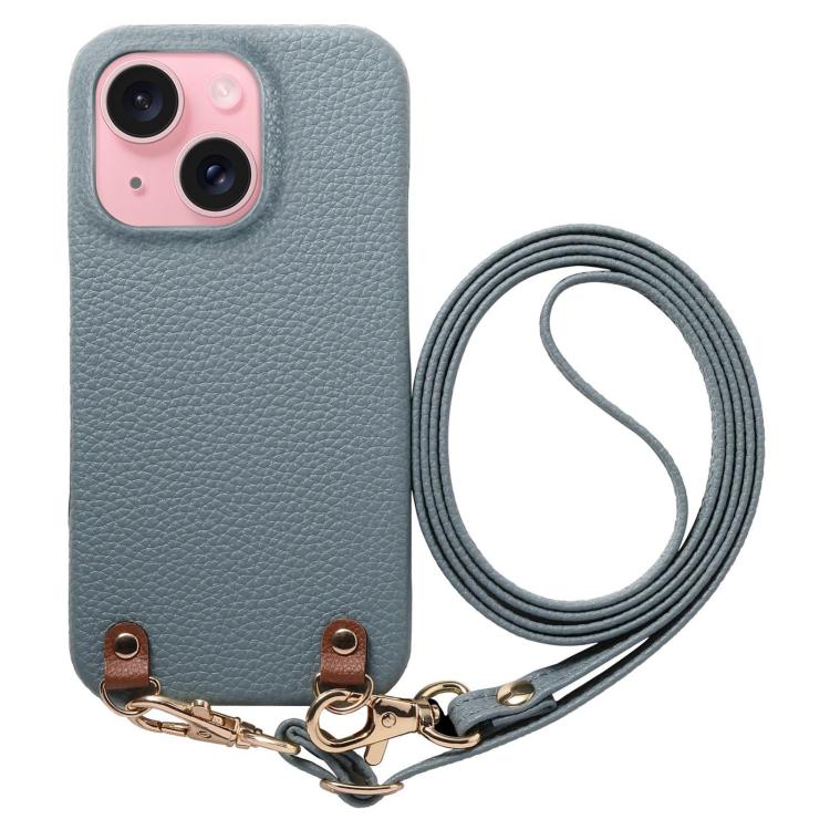 Custodia per telefono in PU con retro in pelle, fibbia in metallo e tracolla, texture litchi, con fibbia in metallo e texture a litchi., For iPhone 15 Pro, For iPhone 15 Plus, For iPhone 15