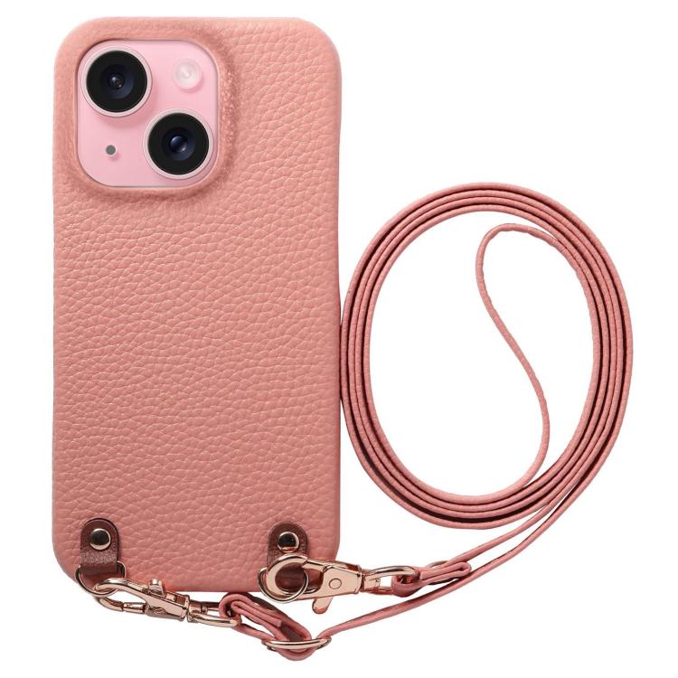 Custodia per telefono in PU con retro in pelle, fibbia in metallo e tracolla, texture litchi, con fibbia in metallo e texture a litchi., For iPhone 15 Pro, For iPhone 15 Plus, For iPhone 15