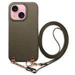 Custodia per telefono in PU con retro in pelle, fibbia in metallo e tracolla, texture litchi, con fibbia in metallo e texture a litchi., For iPhone 15 Pro, For iPhone 15 Plus, For iPhone 15