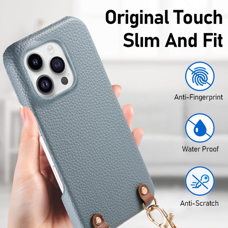 Custodia per telefono in PU con retro in pelle, fibbia in metallo e tracolla, texture litchi, con fibbia in metallo e texture a litchi., For iPhone 13, For iPhone 12, For iPhone 12 Pro Max