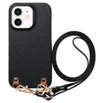 Custodia per telefono in PU con retro in pelle, fibbia in metallo e tracolla, texture litchi, con fibbia in metallo e texture a litchi., For iPhone 13, For iPhone 12, For iPhone 12 Pro Max