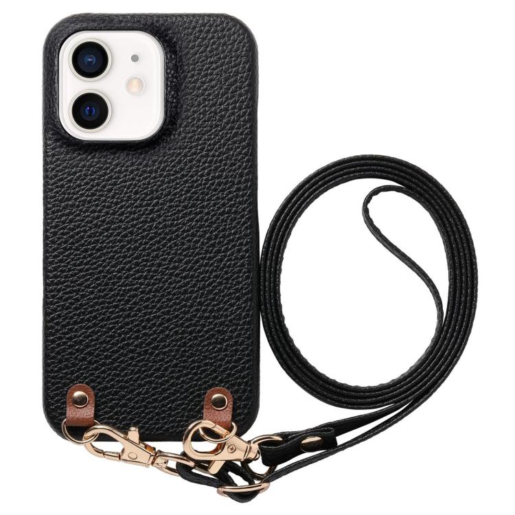 Custodia per telefono in PU con retro in pelle, fibbia in metallo e tracolla, texture litchi, con fibbia in metallo e texture a litchi., For iPhone 13, For iPhone 12, For iPhone 12 Pro Max