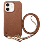 Custodia per telefono in PU con retro in pelle, fibbia in metallo e tracolla, texture litchi, con fibbia in metallo e texture a litchi., For iPhone 13, For iPhone 12, For iPhone 12 Pro Max