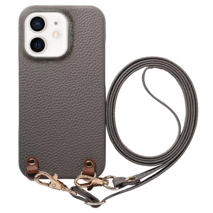 Custodia per telefono in PU con retro in pelle, fibbia in metallo e tracolla, texture litchi, con fibbia in metallo e texture a litchi., For iPhone 13, For iPhone 12, For iPhone 12 Pro Max