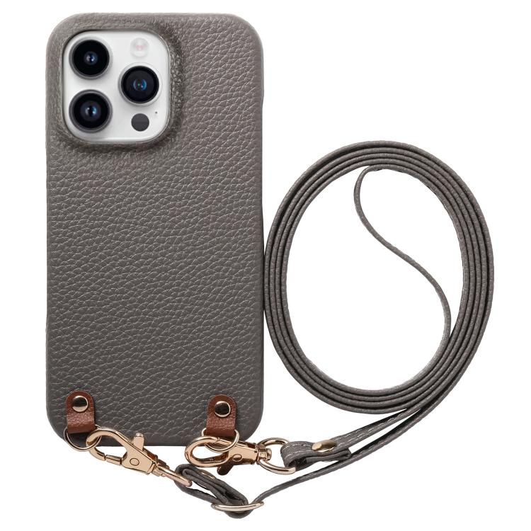 Custodia per telefono in PU con retro in pelle, fibbia in metallo e tracolla, texture litchi, con fibbia in metallo e texture a litchi., For iPhone 12 Pro