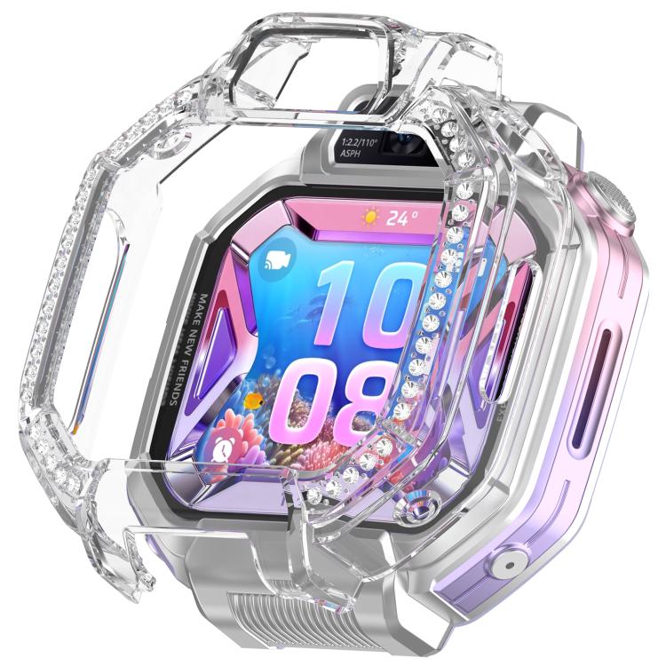 Custodia protettiva per orologio in policarbonato cavo con mezza copertura e fila singola di diamanti., For Huawei Watch Kids X1 / X1 Pro
