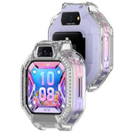 Custodia protettiva per orologio in policarbonato cavo con mezza copertura e fila singola di diamanti., For Huawei Watch Kids X1 / X1 Pro
