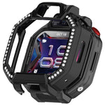 Custodia protettiva per orologio in policarbonato cavo con mezza copertura e fila singola di diamanti., For Huawei Watch Kids X1 / X1 Pro