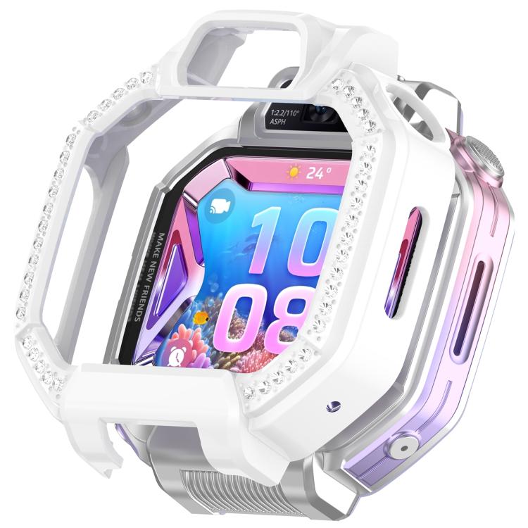 Custodia protettiva per orologio in policarbonato cavo con mezza copertura e fila singola di diamanti., For Huawei Watch Kids X1 / X1 Pro