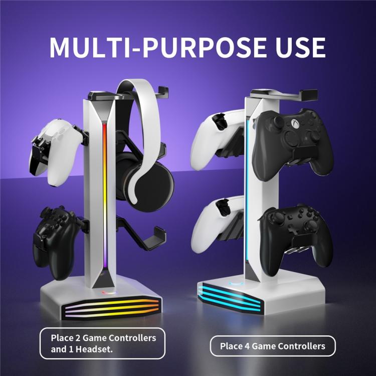 8006 porte di ricarica USB, supporto per controller di gioco RGB ruotabile a 360 gradi, supporto per cuffie