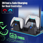 Supporto di raffreddamento per PS5 / PS5 Slim / PS5 Pro, stazione di ricarica per doppio controller, supporto per riporre i giochi.