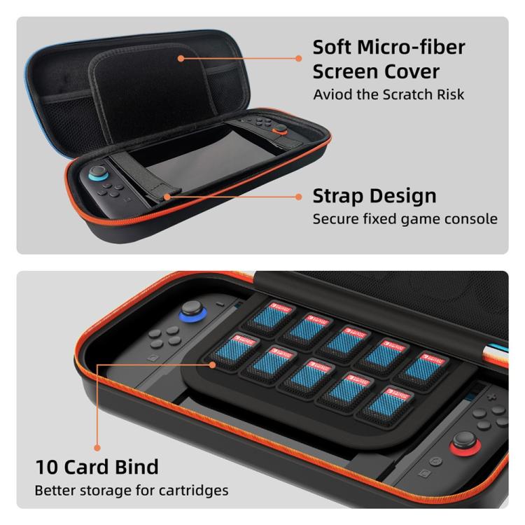 Borsa da viaggio portatile in PU per Nintendo Switch 2, custodia multifunzione con scomparti per schede di gioco.