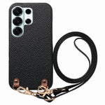 Custodia per telefono in PU con retro in pelle, fibbia in metallo e tracolla, texture litchi, con fibbia in metallo e texture a litchi., For Galaxy S24 Ultra 5G, For Galaxy S24+ 5G, For Galaxy S24 5G