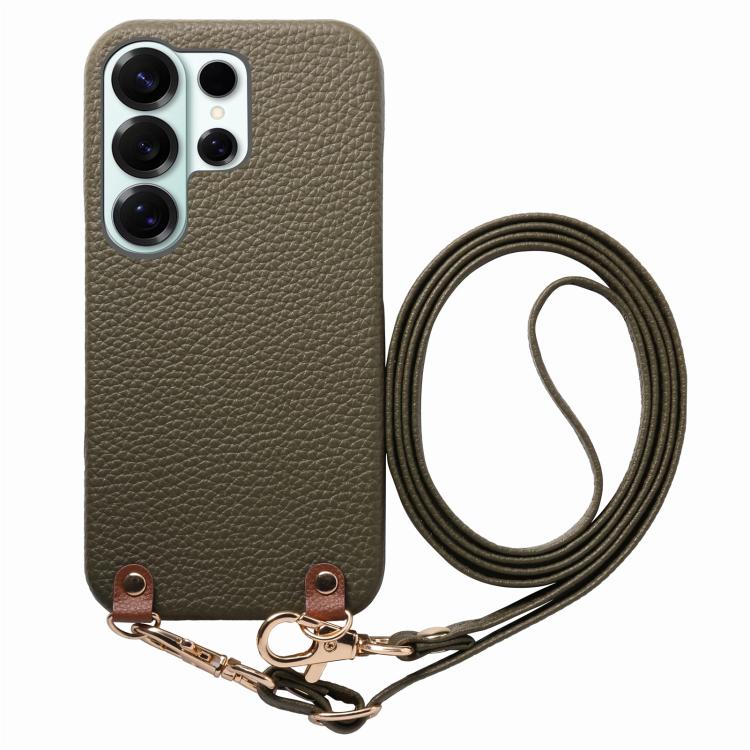 Custodia per telefono in PU con retro in pelle, fibbia in metallo e tracolla, texture litchi, con fibbia in metallo e texture a litchi., For Galaxy S24 Ultra 5G, For Galaxy S24+ 5G, For Galaxy S24 5G
