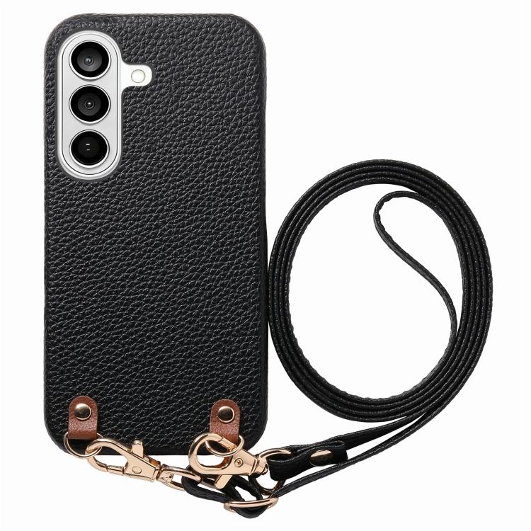 Custodia per telefono in PU con retro in pelle, fibbia in metallo e tracolla, texture litchi, con fibbia in metallo e texture a litchi., For Galaxy S26+ 5G, For Galaxy S26 Ultra 5G, For Galaxy S26 5G
